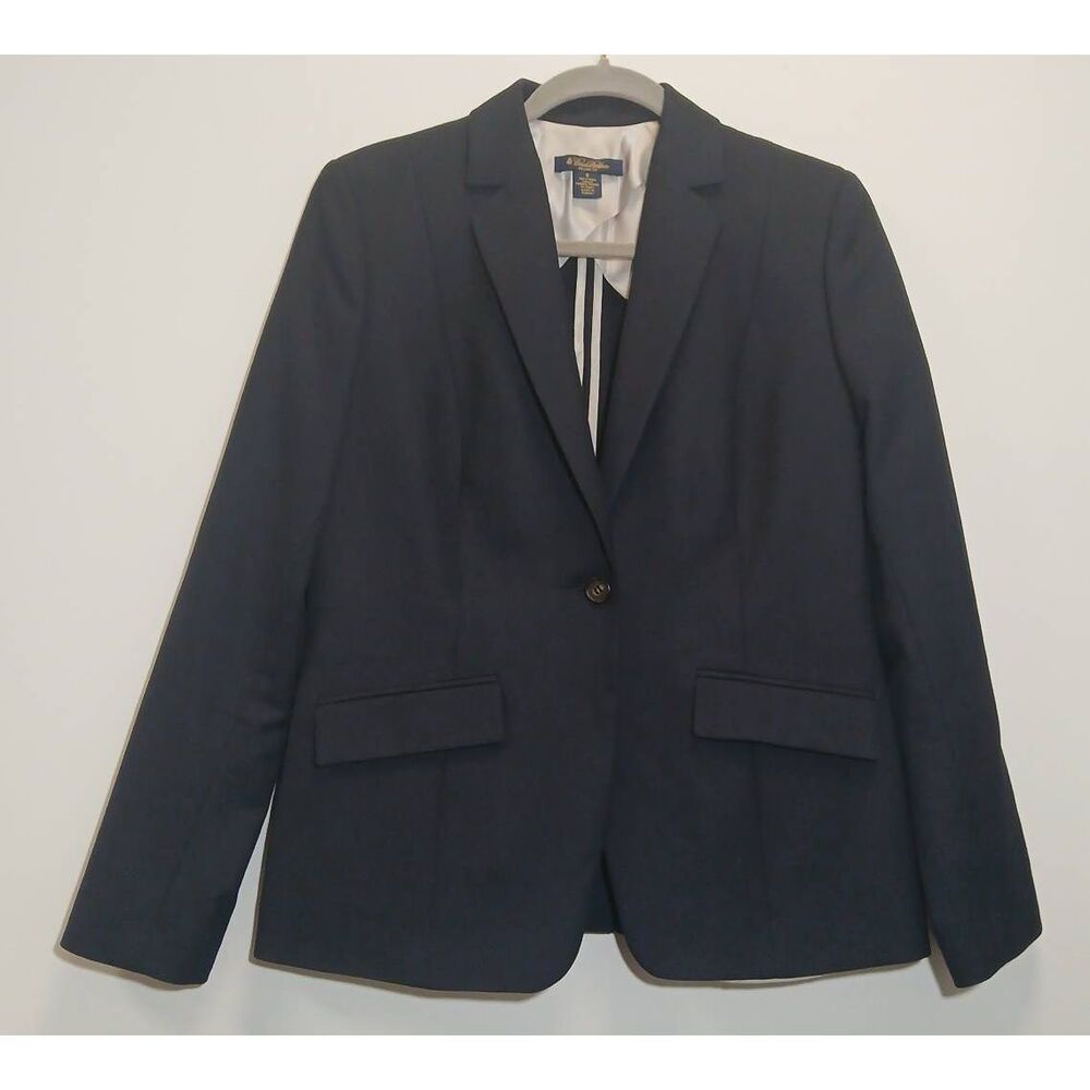 Brooks brothers womens size 8 fine wool blazer milano fit Italian navy blue